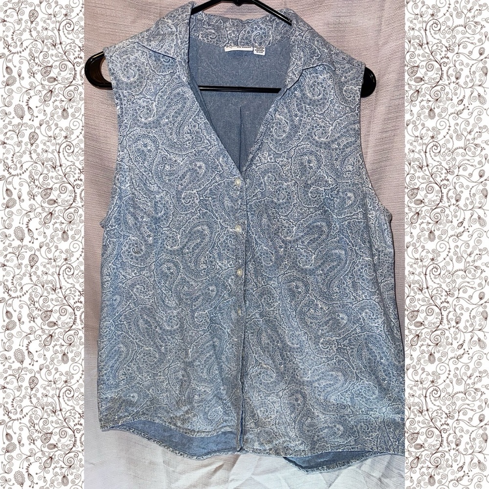 Paisley Sleeveless Denim Top